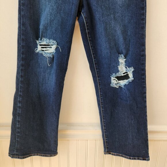 Levi's Ribcage Straight Ankle Jeans Dark Wash Denim Distressed Women's 29 - Picture 5 of 11